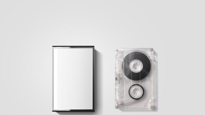 Blank cassette tape box design mockup, isolated, clipping path.