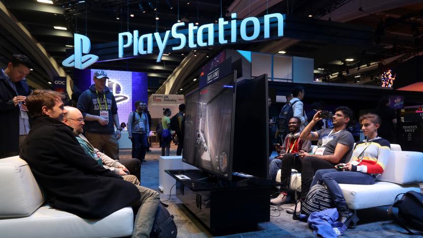 SAN FRANCISCO, CALIFORNIA - MARCH 20: Attendees play with Sony PlayStation games at the PlayStation booth at the 2019 GDC Game Developers Conference on March 20, 2019 in San Francisco, California. The GDC runs through March 22. (Photo by Justin Sullivan/Getty Images)