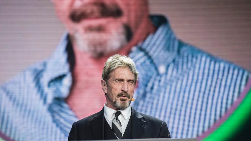 John McAfee, founder of the eponymous anti-virus company, speaks during the China Internet Security Conference in Beijing on August 16, 2016. / AFP / FRED DUFOUR        (Photo credit should read FRED DUFOUR/AFP via Getty Images)