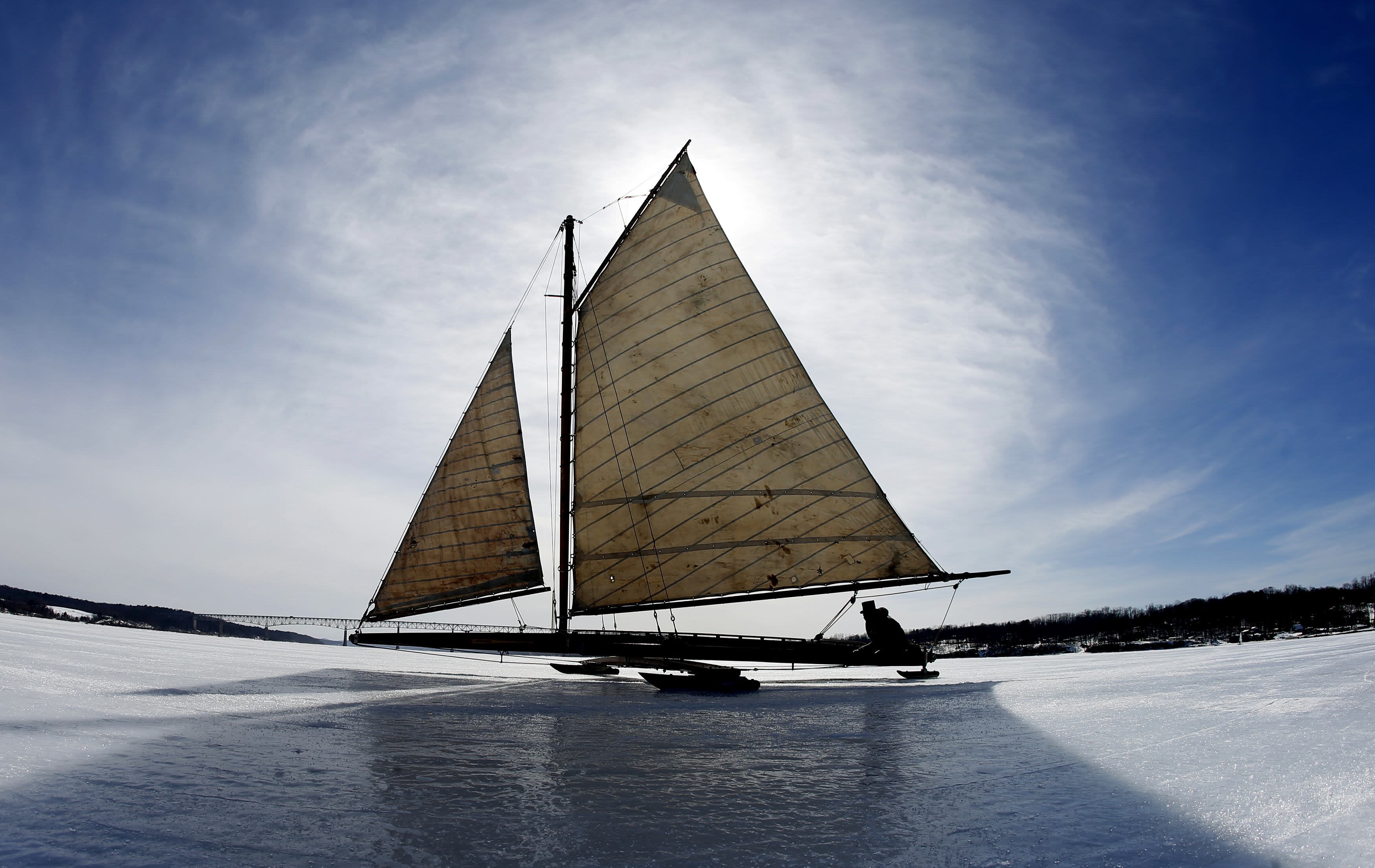 ice yachts on the hudson river