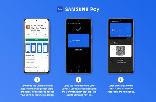 Image of Samsung Pay used as a COVID vaccination record.