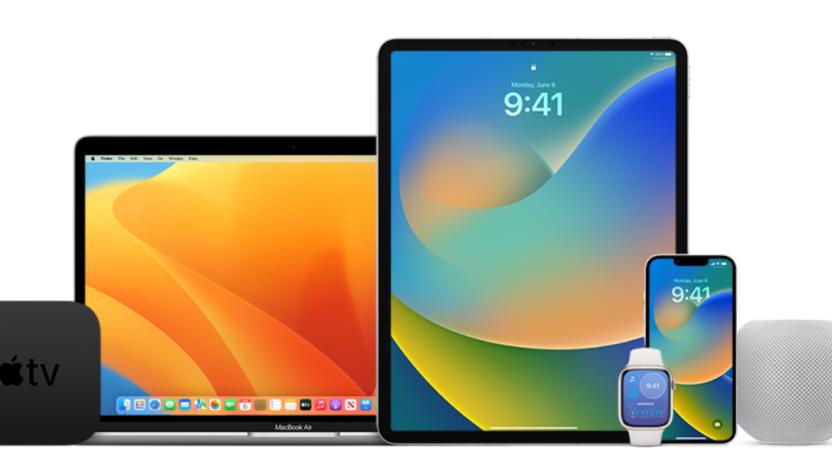 Apple TV, MacBook Air, iPad, Apple Watch, iPhone and HoePod Mini