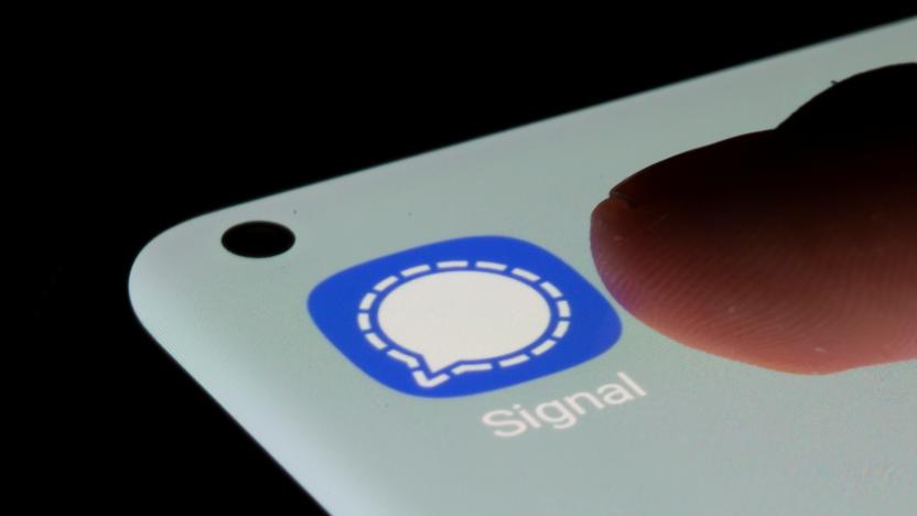 Signal app is seen on a smartphone in this illustration taken, July 13, 2021. REUTERS/Dado Ruvic/Illustration