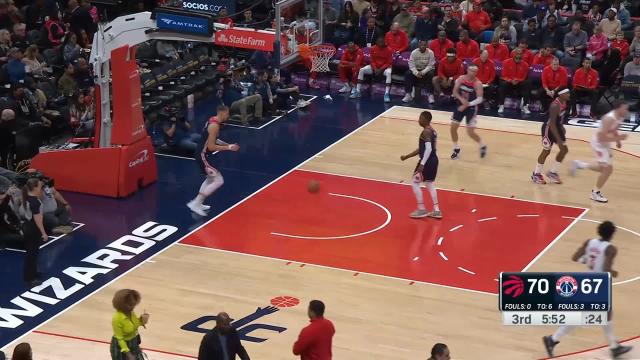 Fred VanVleet with a deep 3 vs the Washington Wizards