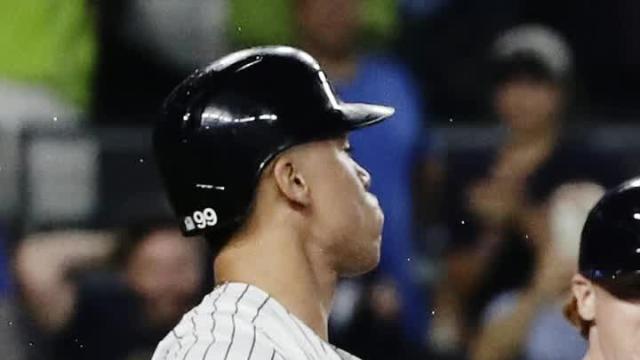 Aaron Judge chips his tooth during a post-game celebration