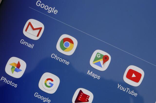 PARIS, FRANCE - OCTOBER 23:  In this photo illustration, the logos of the applications, Gmail, Chrome, Google Maps, You Tube, Google photos and Google are displayed on the screen of a tablet on October 23, 2018 in Paris, France. After being fined 4.3 billion euros last June for a dominant position in research with its Android mobile operating system, Google has decided to comply by charging for its applications and the Play Store to manufacturers who want to sell their mobile devices in Europe and this without integrating Google Search and Google Chrome. From October 29, Google will implement a fairly complex license system for manufacturers who sell Android-powered mobile devices in Europe and want to install the Play Store and its other applications.  (Photo Illustration by Chesnot/Getty Images)