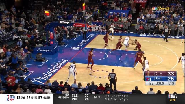 Paul Reed with a last basket of the period vs the Cleveland Cavaliers