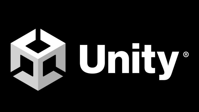 A Unity logo (white) set against a black background.