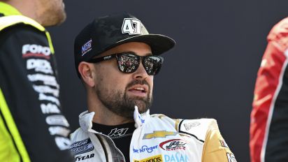 Associated Press - FILE - Driver Ricky Stenhouse Jr. looks on prior to a NASCAR Cup Series auto race at Darlington Raceway, Sunday, May 12, 2024, in Darlington, S.C. Stenhouse Jr. was fined $75,000 by NASCAR on Wednesday, May 22, for fighting with Kyle Busch after the All-Star race at North Wilkesboro Speedway. (AP Photo/Matt Kelley, File)