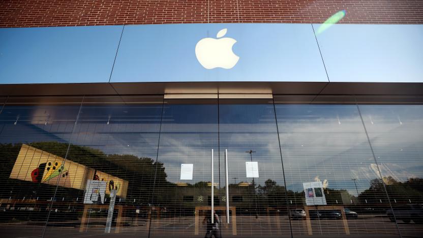 FORT WORTH, TEXAS - MAY 01:  A view of the closed Apple University Park Village store on May 01, 2020 in Fort Worth, Texas. Simon Property Group, which owns University Park Village, plans to start reopening 49 malls and outlet centers amid the coronavirus (COVID-19) pandemic as states relax stay at home orders. (Photo by Tom Pennington/Getty Images)