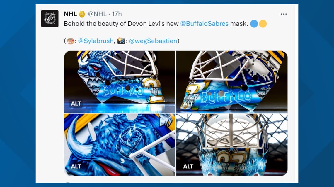 Sabres goalie Devon Levi's mask unveiled