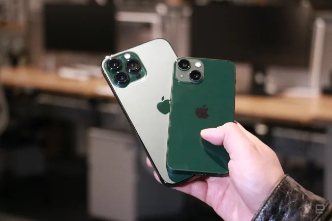 Green iPhone 13 mini and 