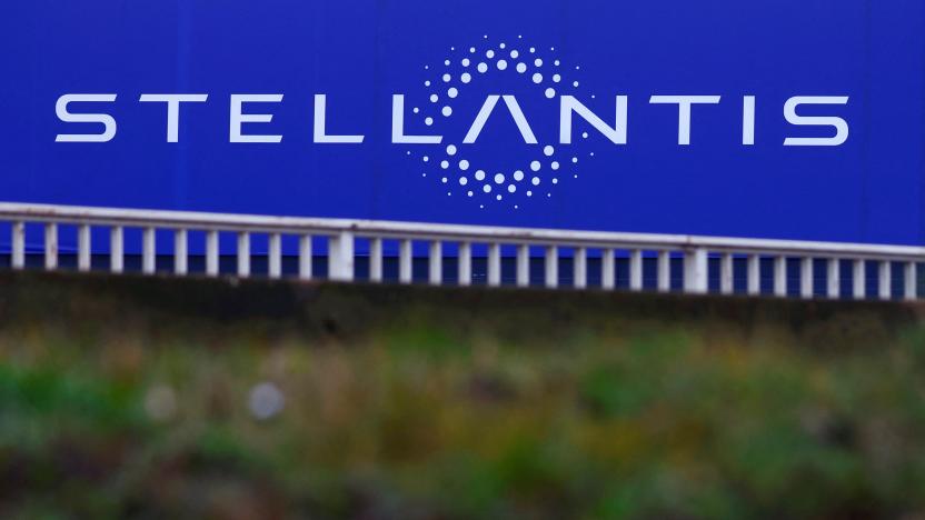 The logo of Stellantis is seen on a company's building in Velizy-Villacoublay near Paris, France, February 1, 2022. REUTERS/Gonzalo Fuentes