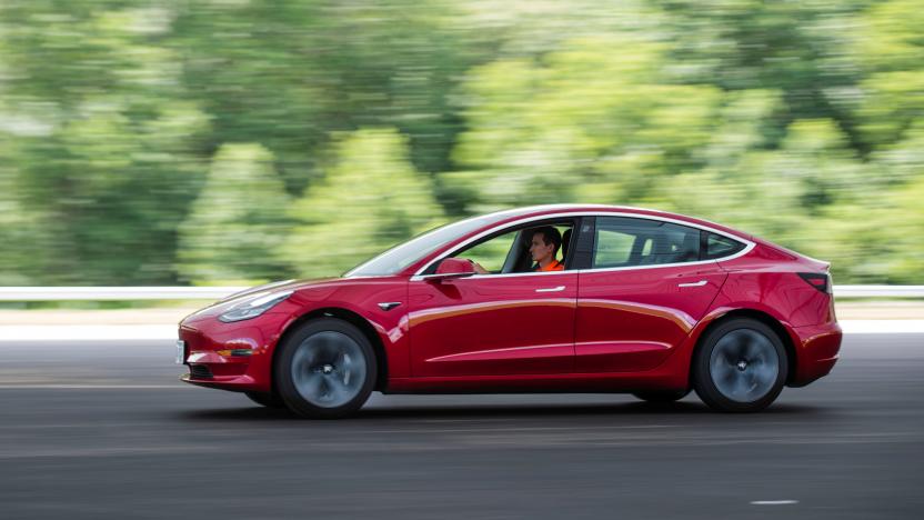 Joe Young, media relations associate for the Insurance Institute for Highway Safety (IIHS), drives a 2018 Tesla Model 3 at the IIHS-HLDI Vehicle Research Center in Ruckersville, Virginia, U.S., July 22, 2019.  Picture taken July 22, 2019. REUTERS/Amanda Voisard