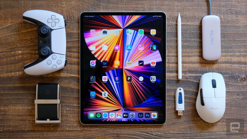 Apple 12.9-inch iPad Pro M1 (2021) with accessories