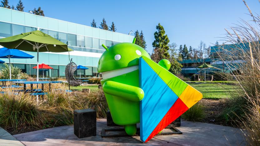 MOUNTAIN VIEW, UNITED STATES - 2020/02/23: Google Android robot seen at Google campus. (Photo by Alex Tai/SOPA Images/LightRocket via Getty Images)