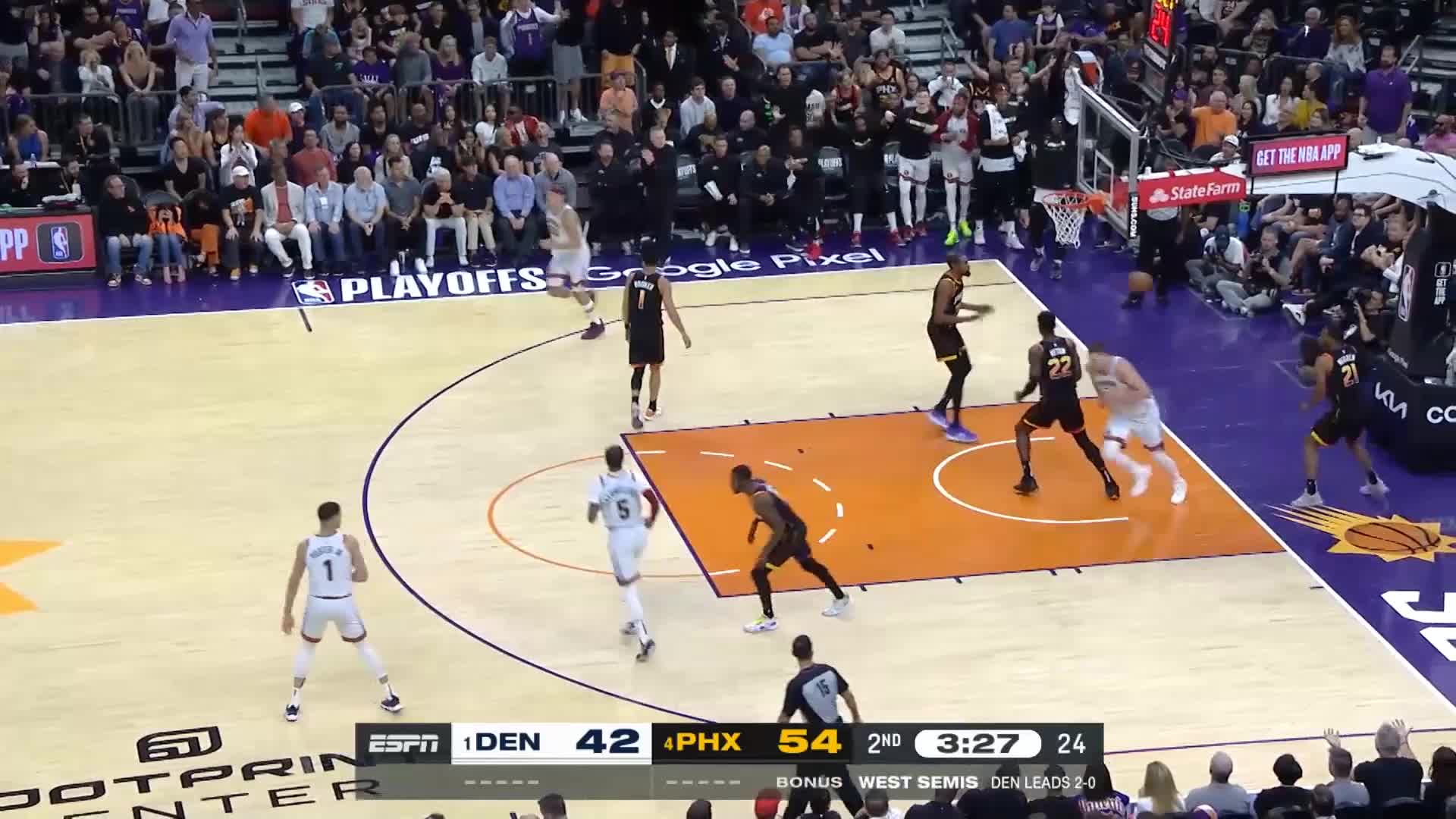 Nikola Jokic with a dunk vs the Phoenix Suns
