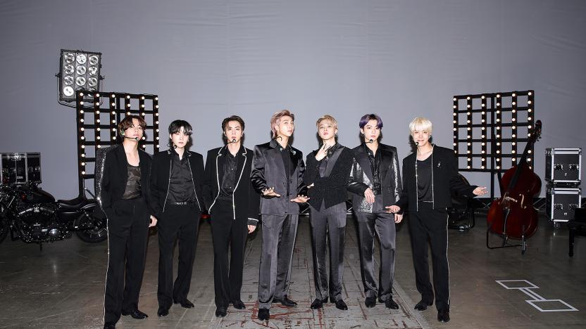 LOS ANGELES, CALIFORNIA - MAY 20: (L-R) In this image released on May 20, V, Suga, Jin, RM, Jimin, Jungkook, and J-Hope of BTS pose for the 2021 Billboard Music Awards, broadcast on May 23, 2021 at Microsoft Theater in Los Angeles, California. (Photo by Billboard Music Awards 2021 via Getty Images)