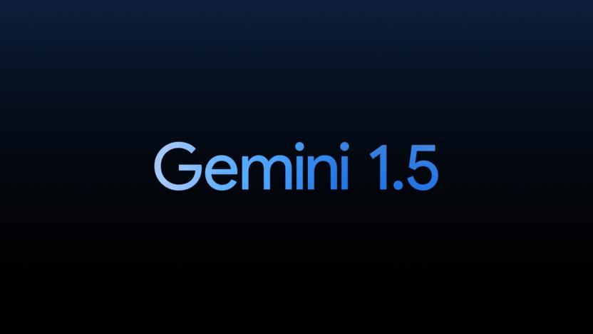 The text "Gemini 1.5" in blue gradient text in front of a black background. Google's on-brand font stylings.