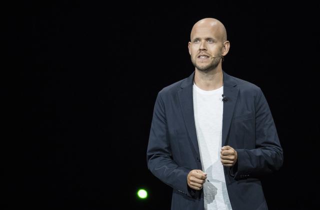 NEW YORK, NY - AUGUST 9: Daniel Ek, chief executive officer of Spotify, speaks about a partnership between Samsung and Spotify during a product launch event at the Barclays Center, August 9, 2018 in the Brooklyn borough of New York City. The new Galaxy Note 9 smartphone will go on sale on August 24. (Photo by Drew Angerer/Getty Images)