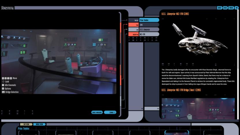 A screenshot of the new Star Trek Enterprise virtual experience at the Roddenberry Archive.