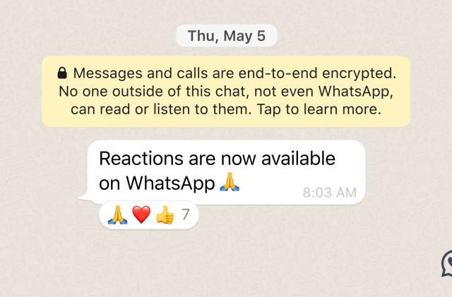 WhatsApp reactions arrive to all users starting today