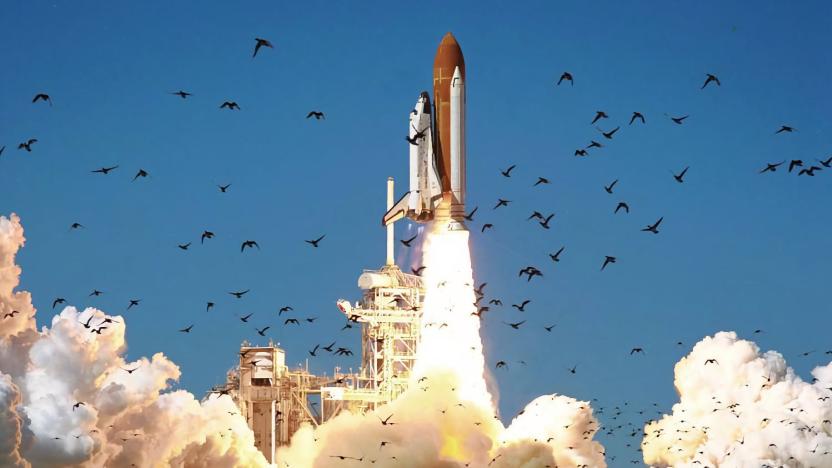 The space shuttle Challenger taking off on January 28th, 1986. It broke apart only 73 seconds into the voyage.