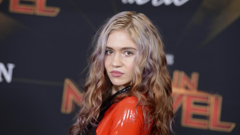 Grimes arrives at the world premiere of "Captain Marvel" on Monday, March 4, 2019, at the El Capitan Theatre in Los Angeles. (Photo by Jordan Strauss/Invision/AP)