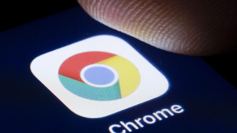 BERLIN, GERMANY - APRIL 22: The logo of the webbrowser Google Chrome is shown on the display of a smartphone on April 22, 2020 in Berlin, Germany. (Photo by Thomas Trutschel/Photothek via Getty Images)