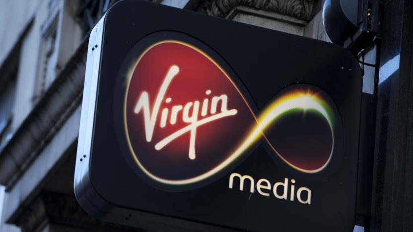 Sign for Virgin Media shop. (Photo by In Pictures Ltd./Corbis via Getty Images)