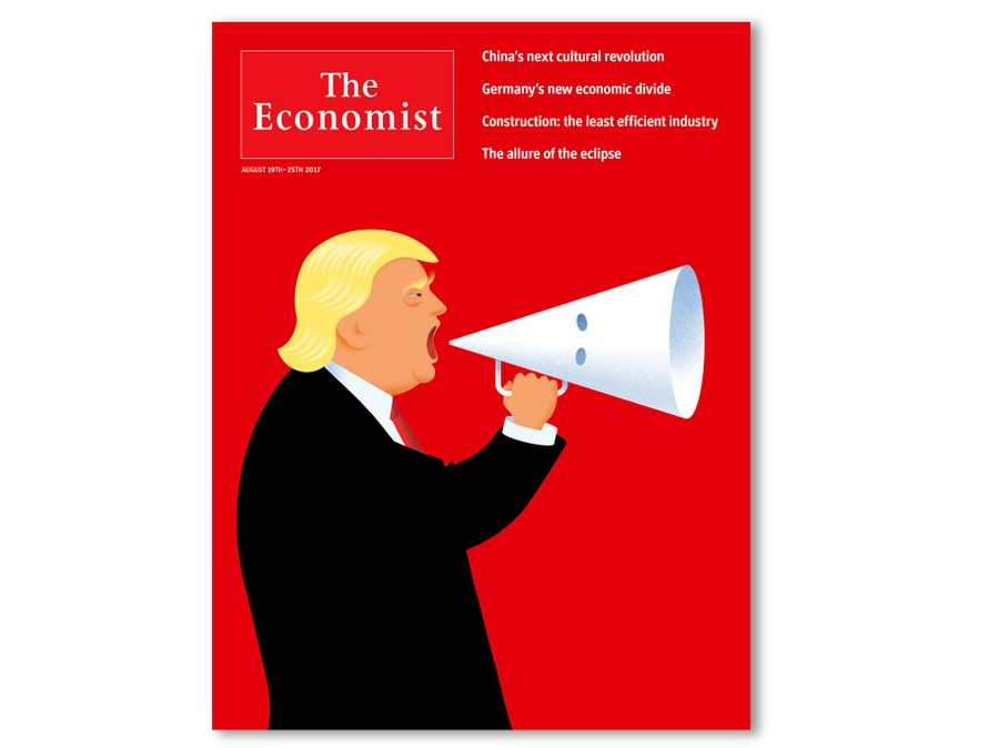 The Economist's latest cover depicts Trump shouting through a megaphone