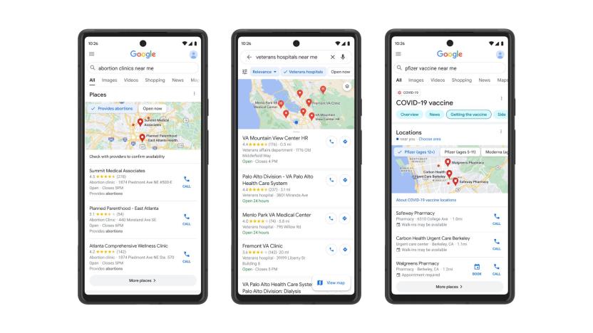 Google Search and Maps abortion information update