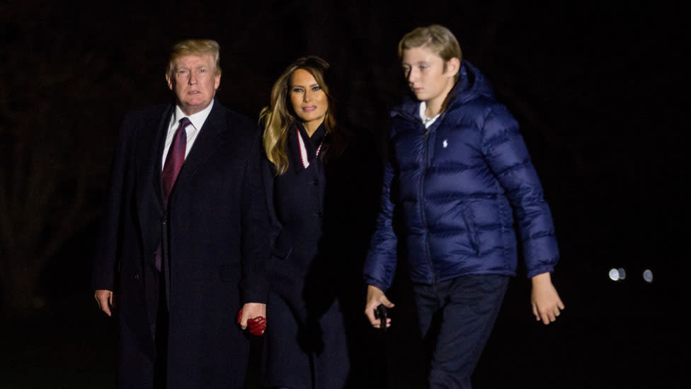 Barron Trump all grown up and almost as tall as Donald