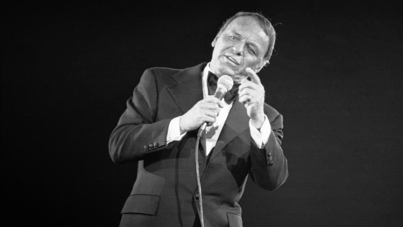 Frank Sinatra better known as "Ole Blue Eyes," played to a packed house at the Nassau Veterans Memorial Coliseum on New York's Long Island, April 10, 1974. Sinatra sang for an hour in the second of four concerts in the New York area. (AP Photo/Richard Drew)