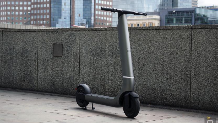 Image of the Bo (bo) e-scooter on the bank of the River Thames.
