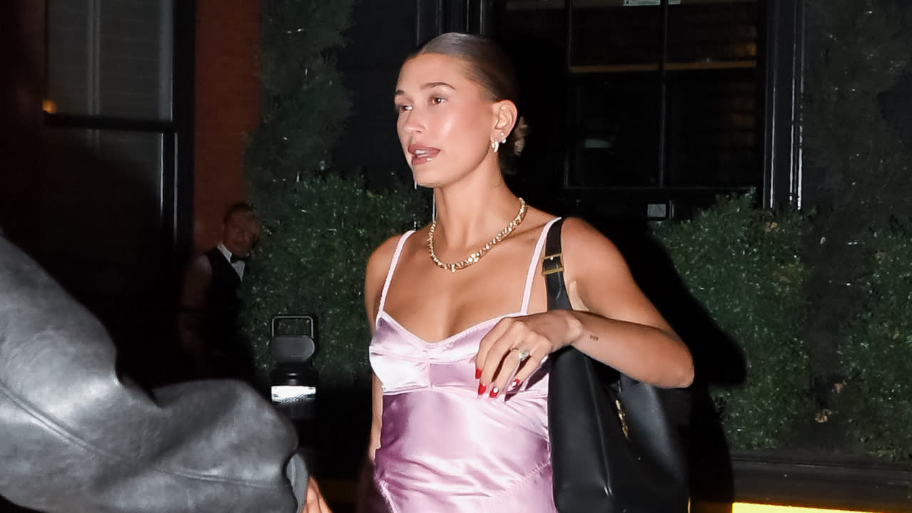 Hailey Bieber Revived the Pink Slip Dress Trend That She Made Go Viral in  2022