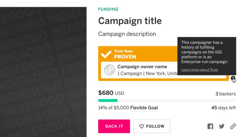 Indiegogo Trust-Proven Badge