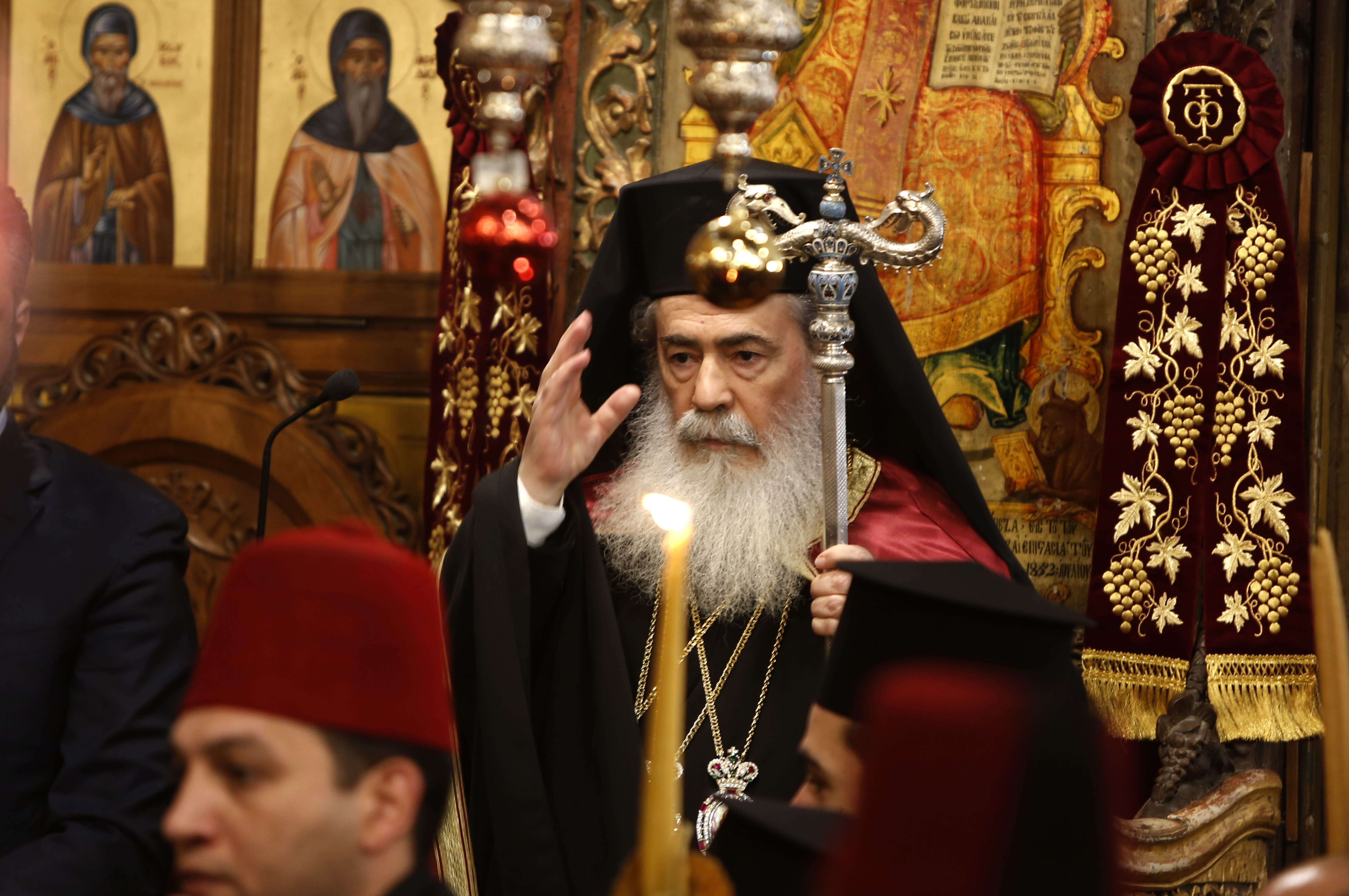 Palestinians protest patriarch ahead of Orthodox Christmas