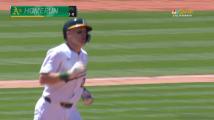 Nevin's homer extends hitting streak, A's lead