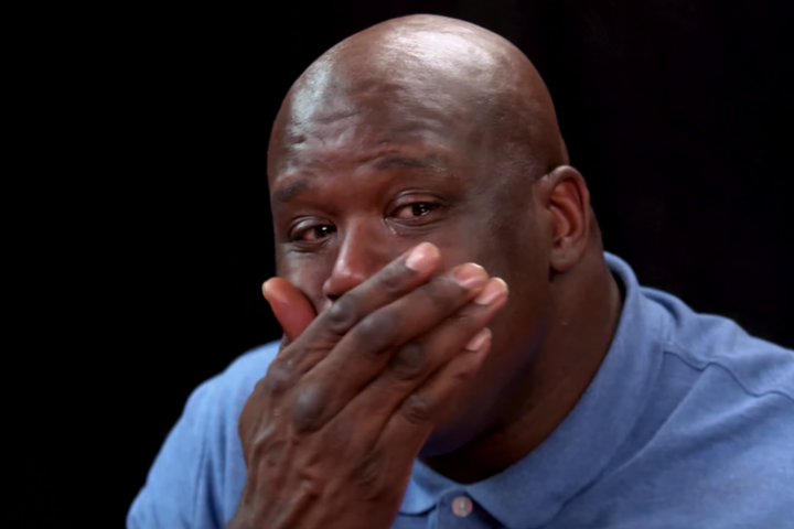 Watch Shaquille O'Neal cry eating hot wings on 'Hot Ones'