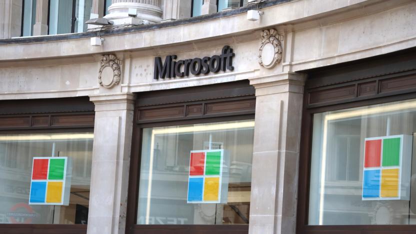 LONDON, UNITED KINGDOM - 2020/07/03: Microsoft logo seen at one of their stores.
Microsoft has said it will keep all of its retail locations closed permanently, including London's Flagship store in Oxford Circus which opened just one year ago. The company says it will reimagine some of its spaces that serve its customers, including the Microsoft Experience Centre in London. (Photo by Keith Mayhew/SOPA Images/LightRocket via Getty Images)