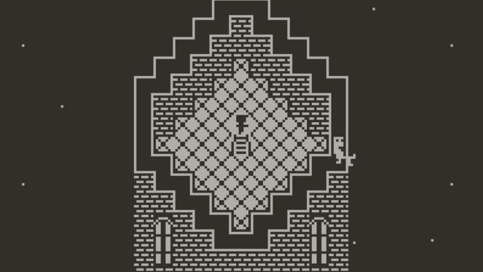 A still from the game The Keyper showing two figures in a watchtower