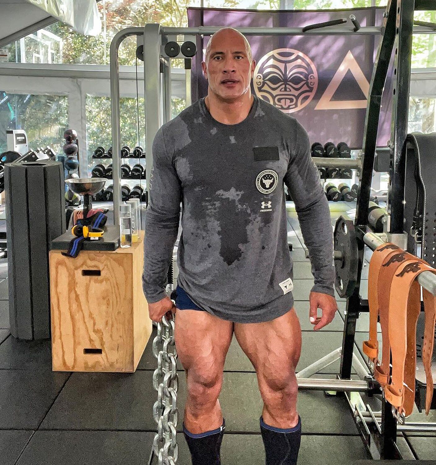 Dwayne Johnson Shows Off His Insanely Ripped Quads While Training For Black Adam Movie