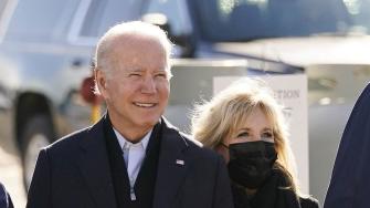 Jill Biden Looks Chic in Lilac Dress & Versatile Slouch Boots for Thanksgiving With Coast Guard