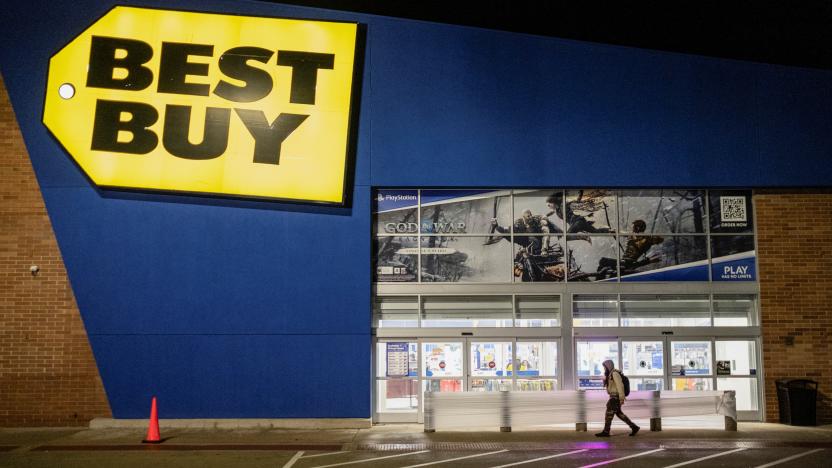 A person walks in front of Best Buy during Black Friday sales in Chicago, Illinois, U.S.,, November 25, 2022. REUTERS/Jim Vondruska