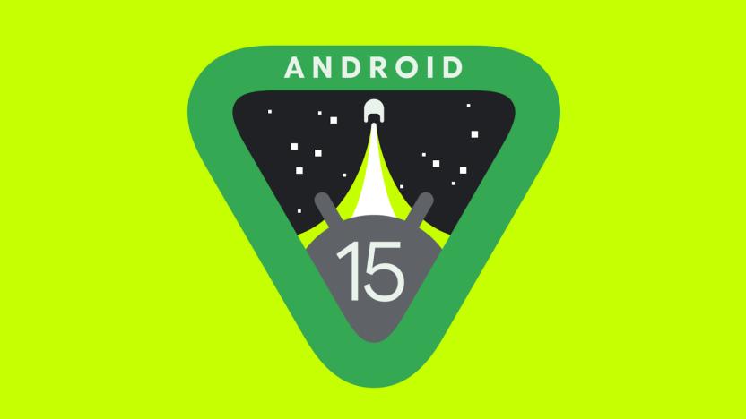 Android 15 logo against a lime green background.