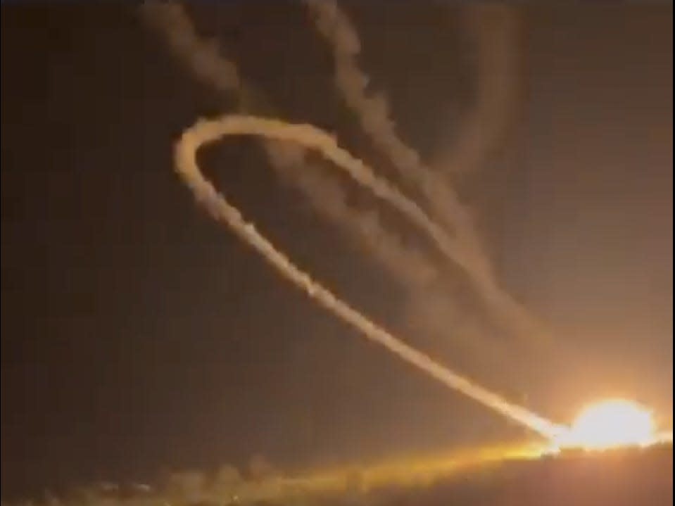 Video appears to show the dramatic moment a Russian missile boomerangs and plung..