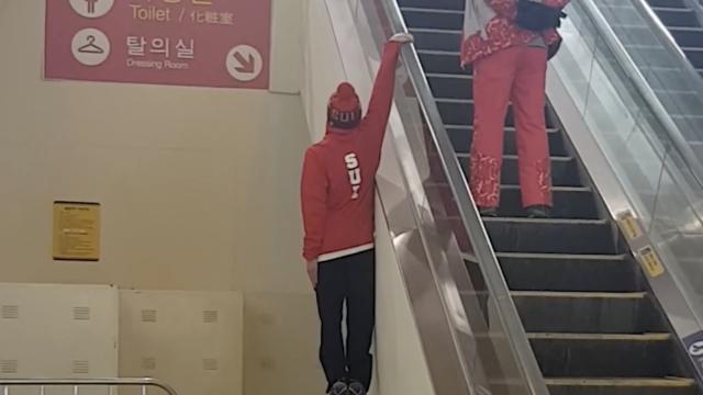 Story behind the famous Olympic escalator stunt