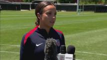 Mallory Swanson speaks to reporters after USWNT practice, hopes to inspire Colorado girls
