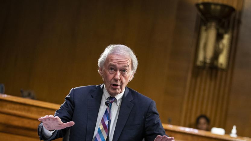 Senator Ed Markey, a Democrat from Massachusetts, speaks during a Senate Foreign Relations Committee hearing on "Review of the FY2023 State Department Budget Request," in Washington, DC, on April 26, 2022. (Photo by Al Drago / various sources / AFP) (Photo by AL DRAGO/AFP via Getty Images)